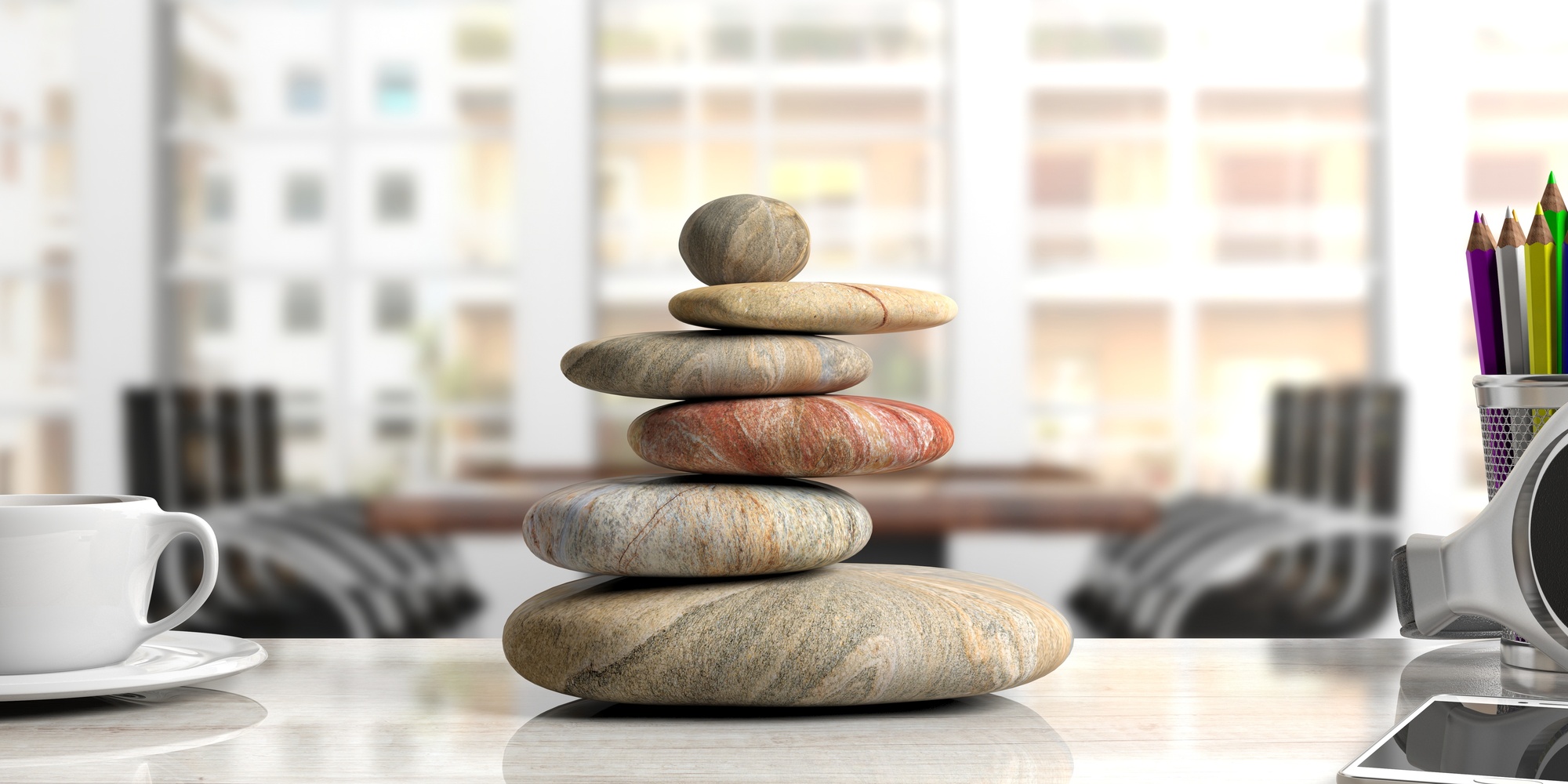 stack of stones in office